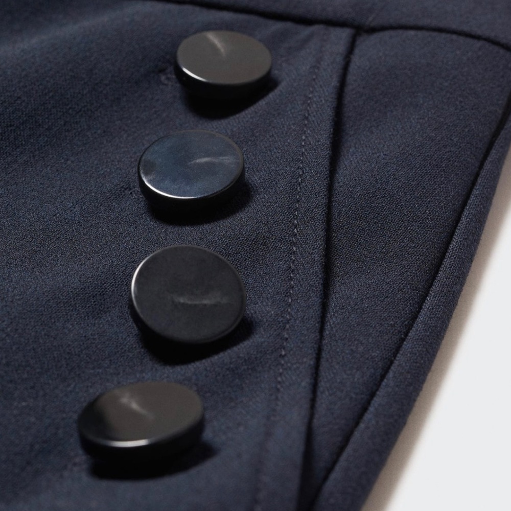 MANGO DARK NAVY Side Button Pants - Picture 4 of 5